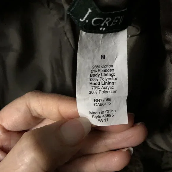 J. Crew Men Military Coat Two Layers Fleece Vest & Canvas Jacket M Army Green - Picture 12 of 12